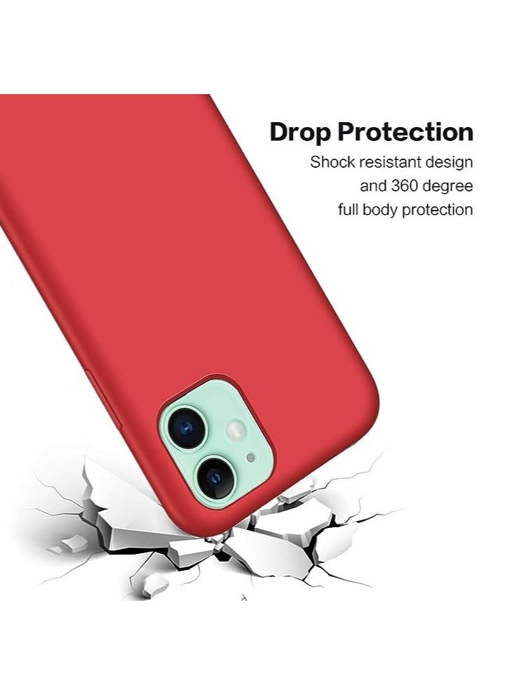 Y&D IPhone 11 Soft Liquid Silicone Gel Case Full Body Shockproof Rubber Protection Matte Finish Cover Soft Microfiber Lining Cushion Slim Back Case iPhone 11, Red - Image 3