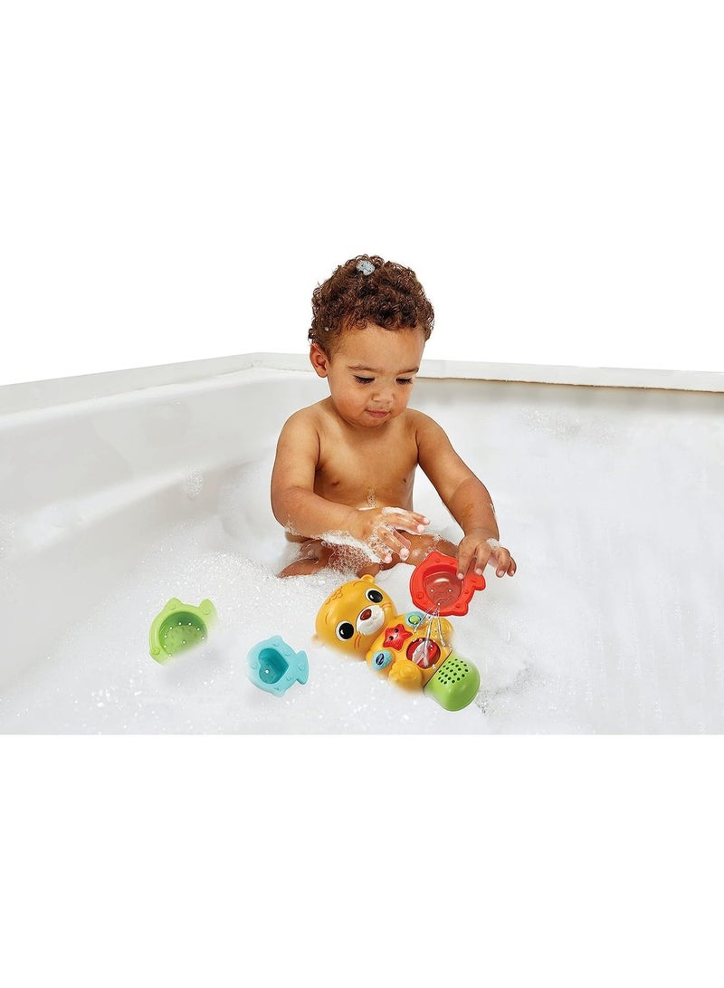 VTech Splashing Fun Otter, Bath Toy for 1 Year Olds + Sensory Bathtub Toy with Lights, Music & 3 Pouring Accessories, Bath Time Gift for Babies & Infants 1, 2, 3 years +, English version - Image 2