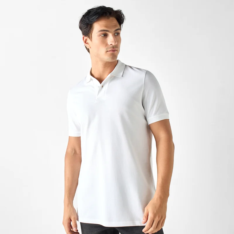 سبلاش فيڤ Set of 2 - Textured Polo T-shirt with Short Sleeves and Button Closure