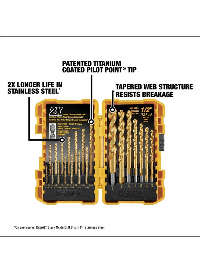 DEWALT DEWALT Titanium Nitride Coated Drill Bit Set, Pilot Point, 21-Piece (DW1361)  - Image 2