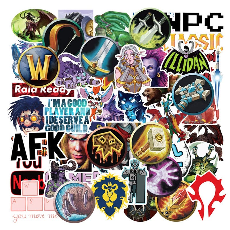Grneric World of Warcraft Stickers for Water Bottles 50 Pcs Cute,Waterproof,Aesthetic,Trendy Stickers for Teens,Girls Perfect for Waterbottle,Laptop,Phone,Travel Extra Durable Vinyl - Image 1