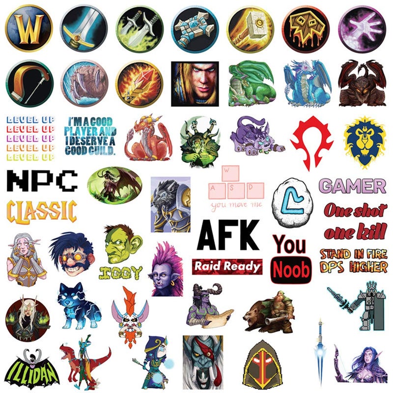 Grneric World of Warcraft Stickers for Water Bottles 50 Pcs Cute,Waterproof,Aesthetic,Trendy Stickers for Teens,Girls Perfect for Waterbottle,Laptop,Phone,Travel Extra Durable Vinyl - Image 2