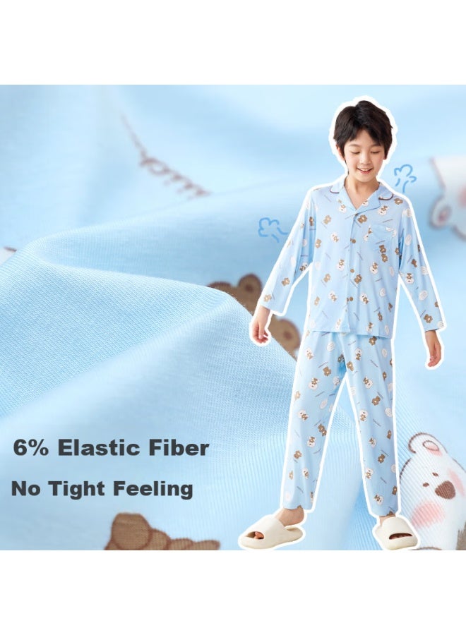 Long time companion Longevity Companion [Miiiiichan Collaboration] Boys' Cartoon Thin Spring And Summer Cardigan Home Wear Set - Image 4