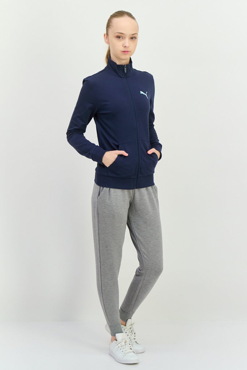 PUMA سويت شيرت خارجي طويل الأكمام للنساء بقصة عادية، Navy - Image 4