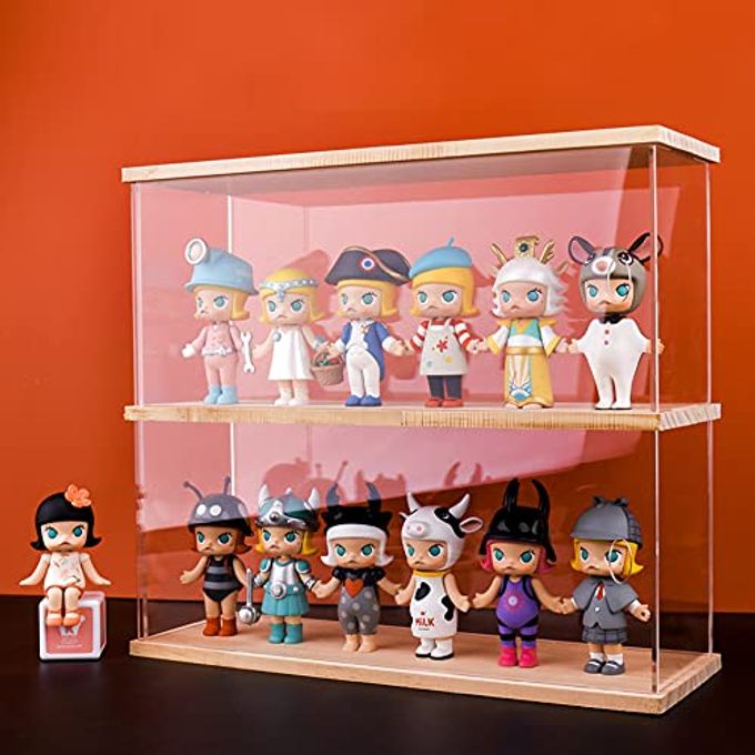 Nynelly 2-Level Clear Acrylic Display Case, Dustproof Showcase for Collection Bricks Blocks Toys Models Minifigures Building, Removable,Walnut - Image 4