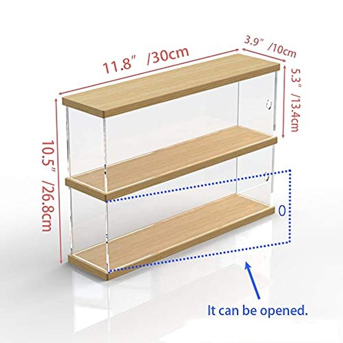 Nynelly 2-Level Clear Acrylic Display Case, Dustproof Showcase for Collection Bricks Blocks Toys Models Minifigures Building, Removable,Walnut - Image 2