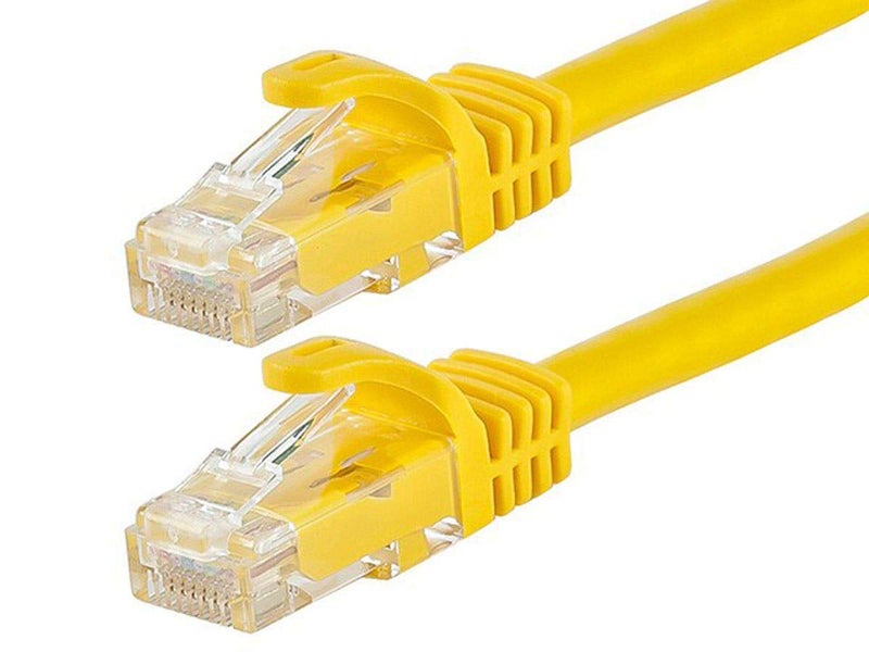 Monoprice Cat6 25ft Yellow Patch Cable UTP 24AWG 550MHz Pure Bare Copper Snagless RJ45 Flexboot Series Ethernet Cable- Pack of 1 - Image 1