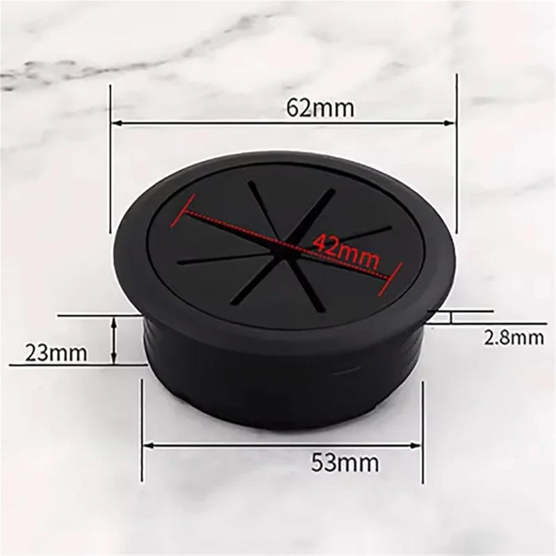53mm Black 20Pcs ABS Plastic Desk Wire Grommet Cable Hole Cover For Cable Management - Image 3