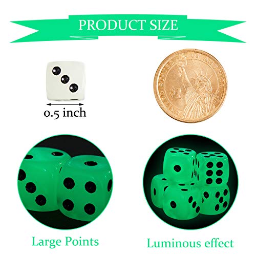 Sumind 18 Pieces Glow in The Dark Dice Luminous Dices 6 Sided Dice with Black Velvet Pouches for Board Activity Casino Theme Party Favors - Image 5