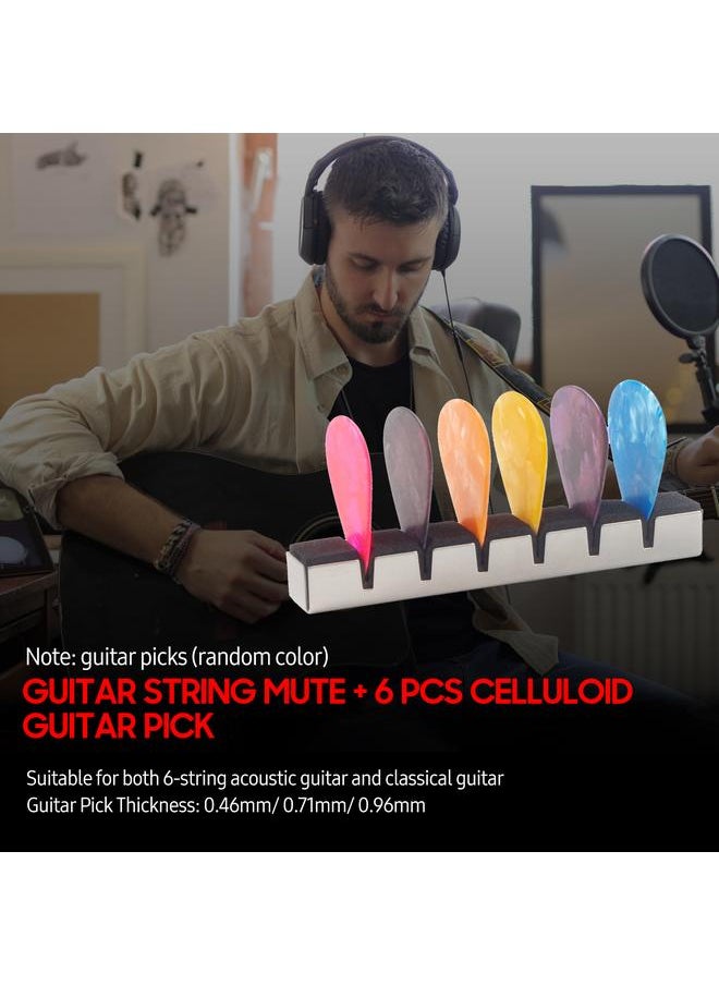 Guitar String Mute Dampener and 6 PCS Celluloid Guitar Pick, 6 String Acoustic Classical Guitar Sound-absorbing Cushion Pad Noise Reduction Practical Tool - pzsku/ZB4511DFA88F806886FDCZ/45/_/1732119592/f300b597-b1a2-4489-b006-246dade3927e