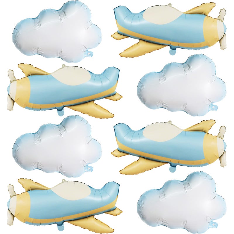 KHC-KHF AirplaneBalloons CloudBalloon 8PCS 31in Matte Airplane Foil Balloon 30in Cloud Balloons Birthday Party Baby Shower Wedding Graduation Travel Decoration - Image 3