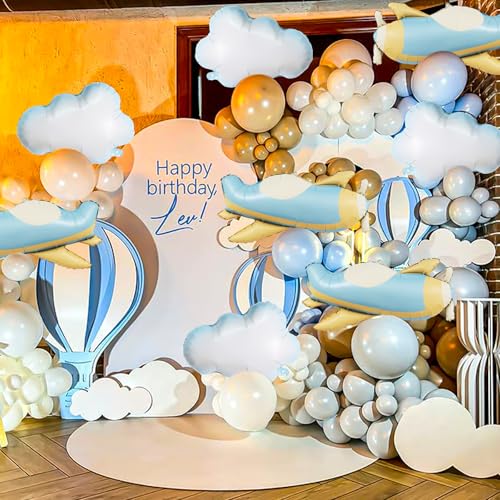 KHC-KHF AirplaneBalloons CloudBalloon 8PCS 31in Matte Airplane Foil Balloon 30in Cloud Balloons Birthday Party Baby Shower Wedding Graduation Travel Decoration - Image 5