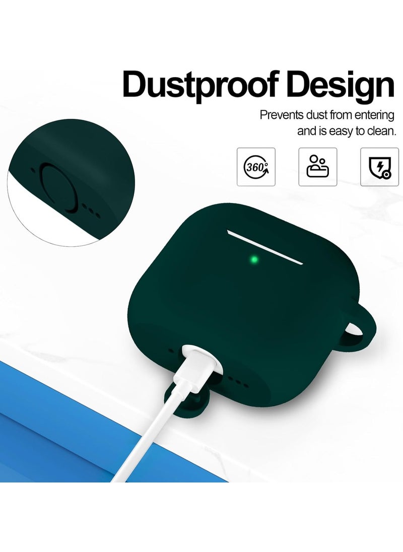 Generic - Silicone Case For AirPods 4, Anti-Shock, Anti-Drop, Anti-Dust, Visible LED Light, Protective Cover with Keychain and Lanyard Compatible With AirPods 4th Generation 2024 (Dark Green) - Image 1