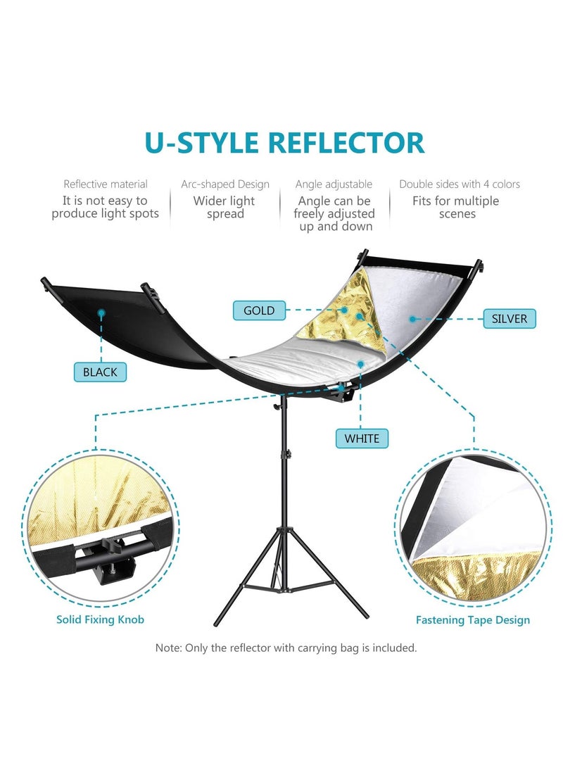 Neewer Clamshell Light Reflector Diffuser with Carrying Bag, 66”×24”/155x61cm Photography Curved Lighting Reflector for Photo Studio Photography, Black/White/Gold/Silver Colors (Stand Not Included) - Image 3