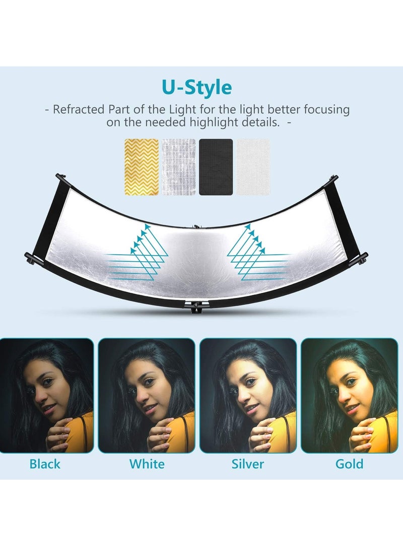 Neewer Clamshell Light Reflector Diffuser with Carrying Bag, 66”×24”/155x61cm Photography Curved Lighting Reflector for Photo Studio Photography, Black/White/Gold/Silver Colors (Stand Not Included) - Image 4