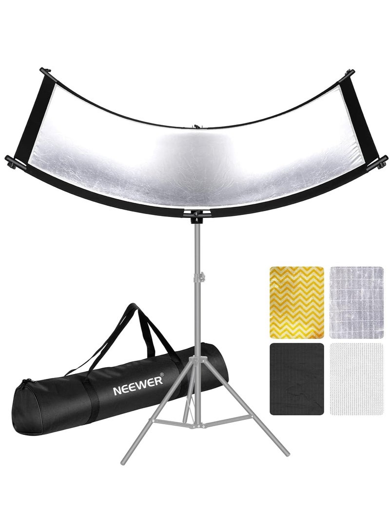 Neewer Clamshell Light Reflector Diffuser with Carrying Bag, 66”×24”/155x61cm Photography Curved Lighting Reflector for Photo Studio Photography, Black/White/Gold/Silver Colors (Stand Not Included) - Image 1