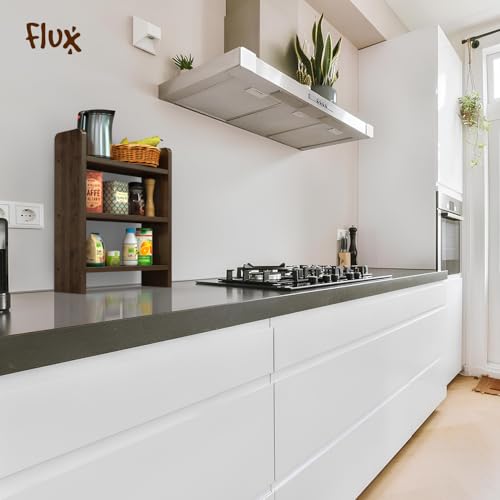 flux 3-Tier Wooden Shelf Rack, Multipurpose Organizer with Laminate Finish, Compact 56x15x40 cm, Mobile Particle Board Storage for Kitchen, Living Room, Office, Brown - Image 3