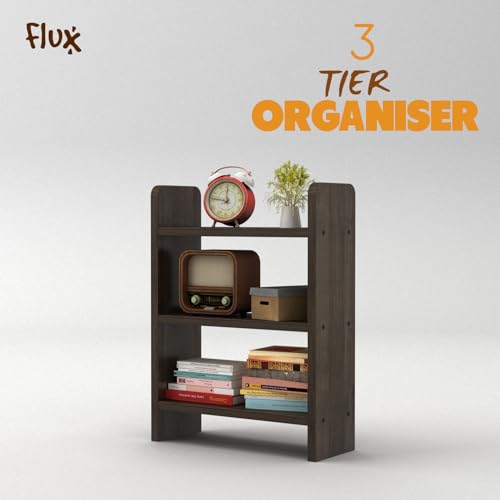 flux 3-Tier Wooden Shelf Rack, Multipurpose Organizer with Laminate Finish, Compact 56x15x40 cm, Mobile Particle Board Storage for Kitchen, Living Room, Office, Brown - Image 2
