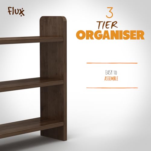 flux 3-Tier Wooden Shelf Rack, Multipurpose Organizer with Laminate Finish, Compact 56x15x40 cm, Mobile Particle Board Storage for Kitchen, Living Room, Office, Brown - Image 5