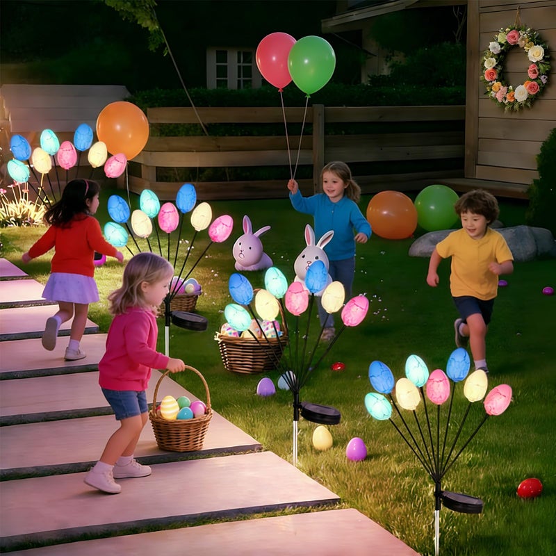 echosari 4 Pack Solar Easter Egg Lights, Colorful Garden Swaying Firefly Light Outdoor Easter Lights Waterproof Solar Stake Light for Pathway Landscape Lawn Yard Porch Patio Spring Easter Decoration - Image 4