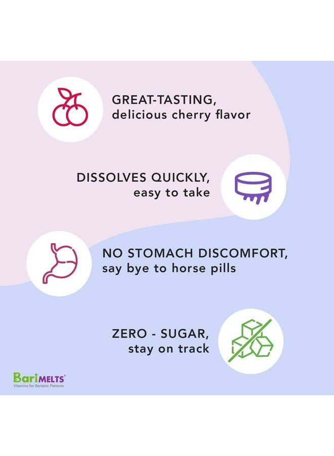 BariMelts Probiotic Dissolvable Bariatric Vitamins Natural Cherry Flavor 60 Fast Melting Tablets - Image 4