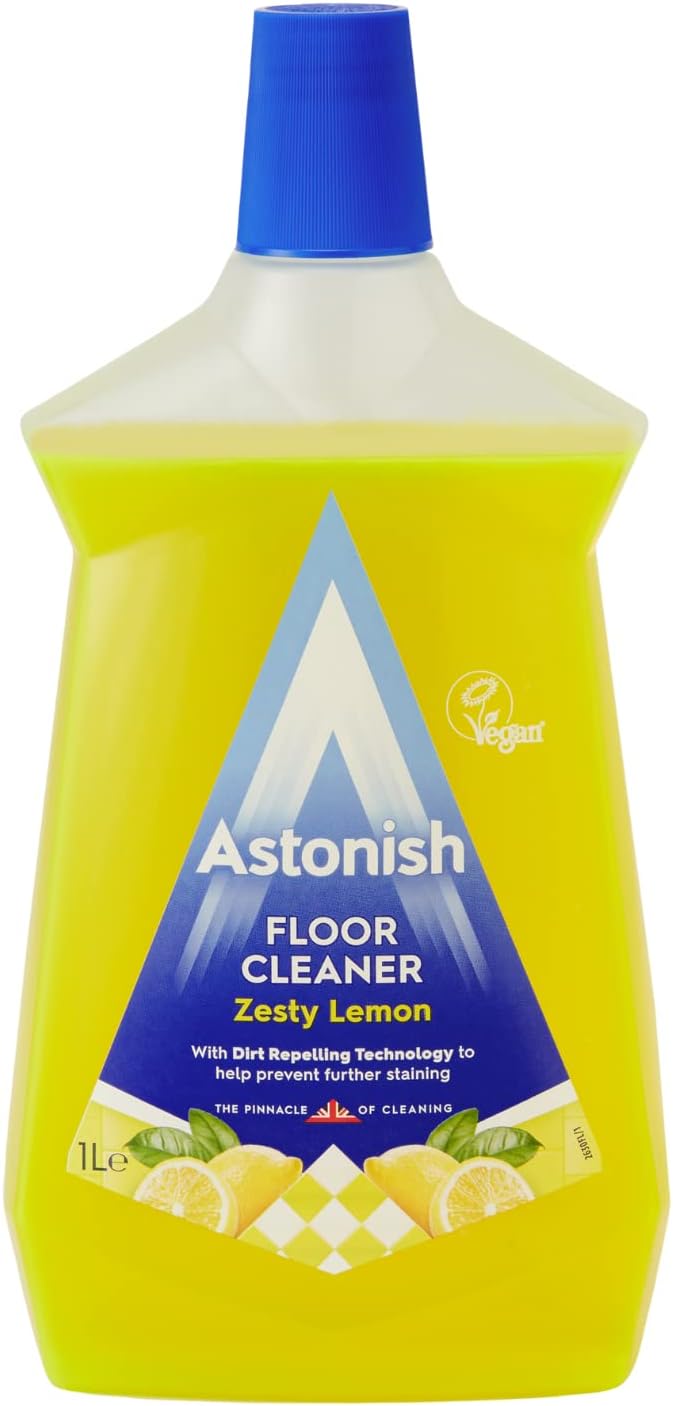 Astonish Zesty Lemon Floor Cleaner With Built In Dirt Repelling Technology To Prevent Stains  Protects Floors From Mud  Pet Stains  Concentrated Mop Solution For Tiles  Sealed Wood 1 Liter Bottle - Image 1