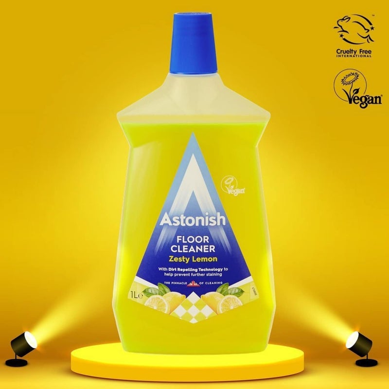 Astonish Zesty Lemon Floor Cleaner With Built In Dirt Repelling Technology To Prevent Stains  Protects Floors From Mud  Pet Stains  Concentrated Mop Solution For Tiles  Sealed Wood 1 Liter Bottle - Image 2
