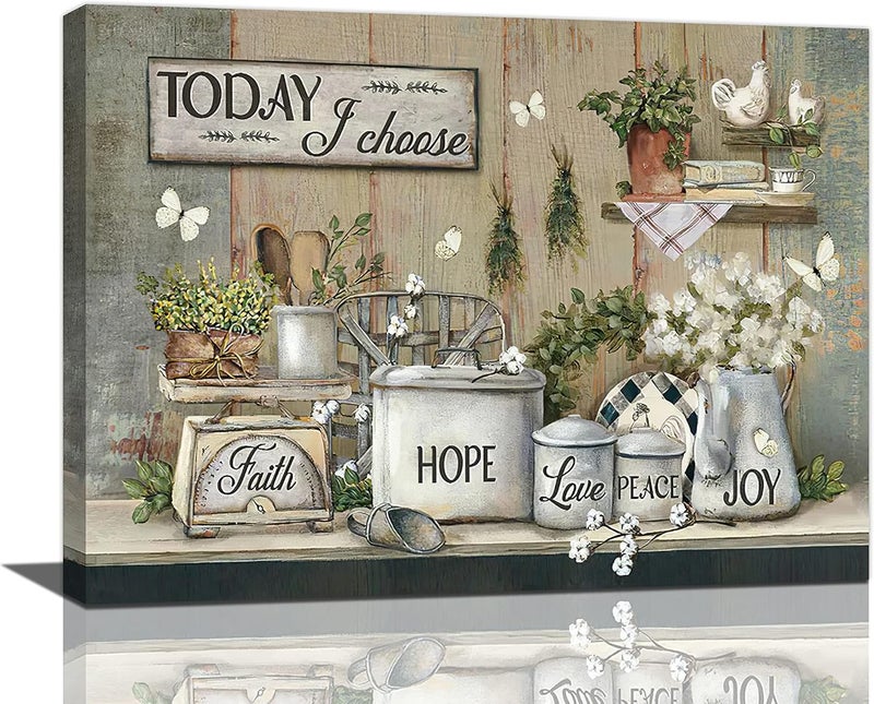 exroozy Rustic Kitchen Wall Art Farmhouse Kitchen Pictures Wall Decor Country Kitchen Painting Prints Farm Positive Quotes Framed Artwork Ready to Hang 16"x20" - Image 4