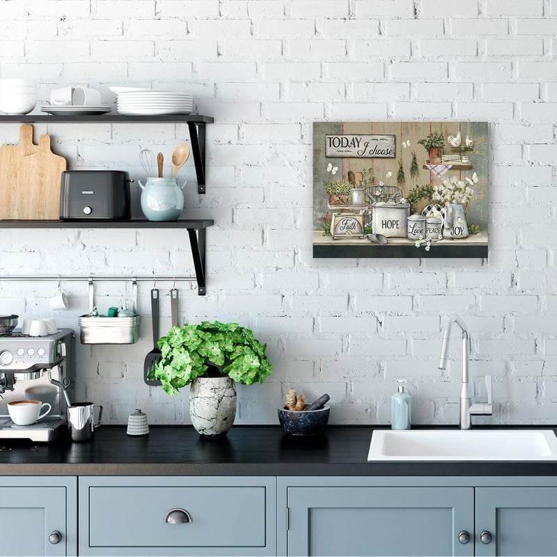 exroozy Rustic Kitchen Wall Art Farmhouse Kitchen Pictures Wall Decor Country Kitchen Painting Prints Farm Positive Quotes Framed Artwork Ready to Hang 16"x20" - Image 5