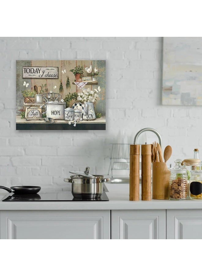 exroozy Rustic Kitchen Wall Art Farmhouse Kitchen Pictures Wall Decor Country Kitchen Painting Prints Farm Positive Quotes Framed Artwork Ready to Hang 16"x20" - Image 2