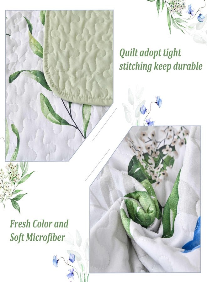 Anibedding Sage Green Botanical Quilt Set Queen,3 Pieces Floral Bedspread Reversible Lightweight Bedding Set with 2 Pillowcases for All Season(Sage Green,96"x90") - Image 5