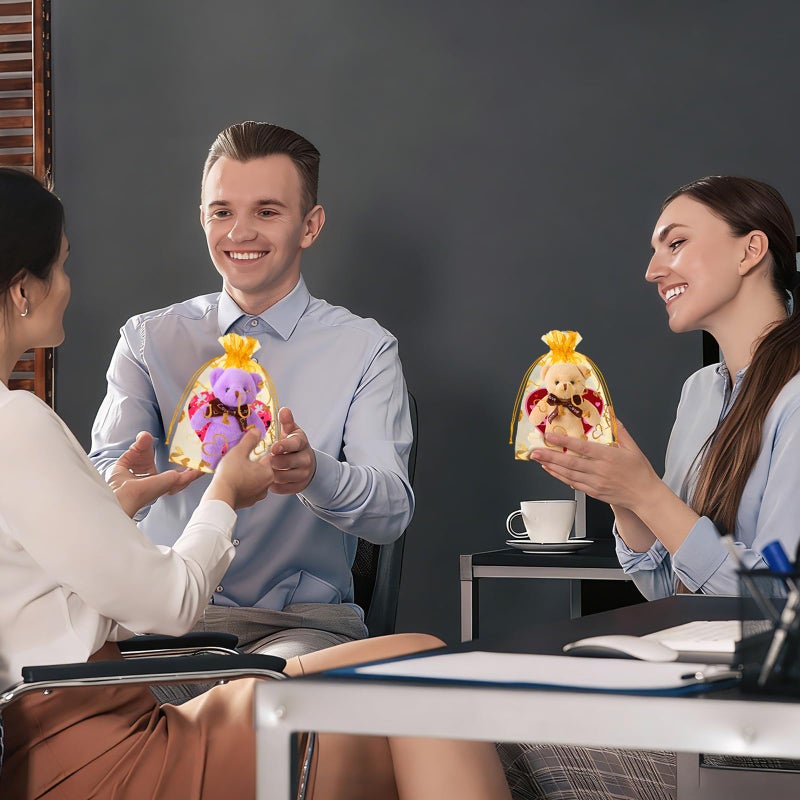 Kenning 144 Pcs Valentine's Day Gift Mini Bears with Heart Cards and Organza Bags Bear Stuffed Keychain for Valentine's Party Favor Supplies Exchange Game Prizes - Image 5