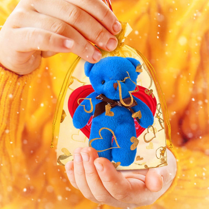 Kenning 144 Pcs Valentine's Day Gift Mini Bears with Heart Cards and Organza Bags Bear Stuffed Keychain for Valentine's Party Favor Supplies Exchange Game Prizes - Image 4