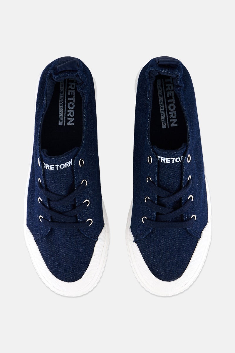 Tretorn Women Lace Up Casual Desert Shoes, Dark Denim  - Image 2