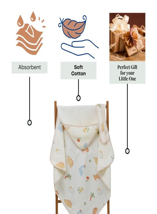 TEDDYIFY Baby Muslin Hooded Towel (Beige) – Ultra Soft, Absorbent & Breathable Bath Wrap | Newborn & Toddler | Lightweight, Quick Dry & Gentle on Baby Skin (2) - Image 3