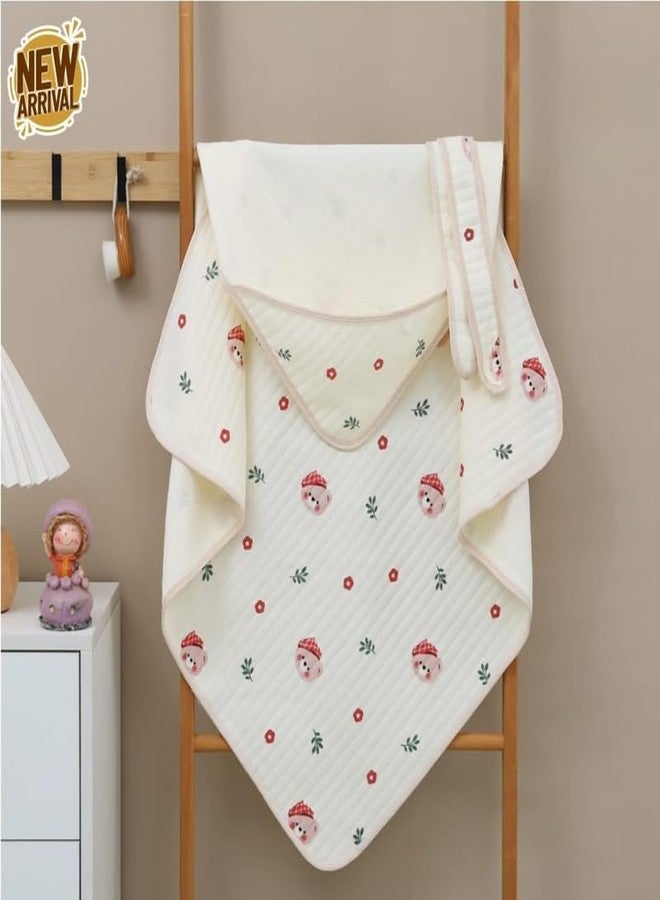 TEDDYIFY Baby Muslin Hooded Towel (Beige) – Ultra Soft, Absorbent & Breathable Bath Wrap | Newborn & Toddler | Lightweight, Quick Dry & Gentle on Baby Skin (2) - Image 2
