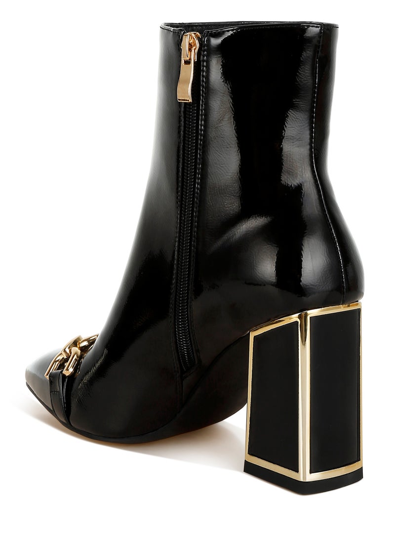 London Rag Metallic Chain Detail Boots in Black  - Image 3