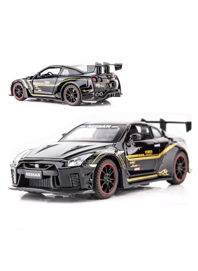 1:32 لعبة سيارة GTR R35، لعبة سيارات متحفية قابلة للسحب من سبائك الزنك المصبوب، سيارة رياضية صوتية وضوئية قابلة للسحب، هدية للفتيان والبنات - Image 2