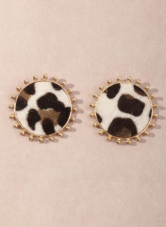 Take Two Round Leopard Print Earrings