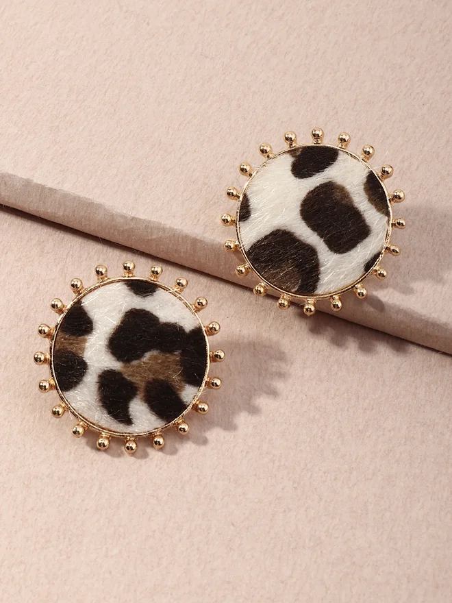 Take Two Round Leopard Print Earrings