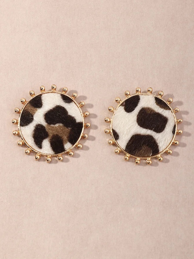 Take Two Round Leopard Print Earrings