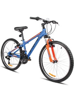 Spartan Galaxy Mountain Bicycle | 24 inch wheel size | 21 speed Shimano gears |For teens and adults |Blue & Orange  - Image 1