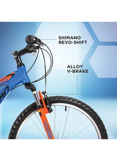 Spartan Galaxy Mountain Bicycle | 24 inch wheel size | 21 speed Shimano gears |For teens and adults |Blue & Orange  - Image 2