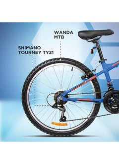 Spartan Galaxy Mountain Bicycle | 24 inch wheel size | 21 speed Shimano gears |For teens and adults |Blue & Orange  - Image 4