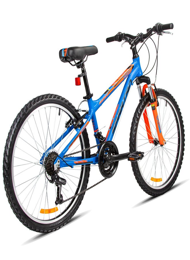 Spartan Galaxy Mountain Bicycle | 24 inch wheel size | 21 speed Shimano gears |For teens and adults |Blue & Orange  - Image 2