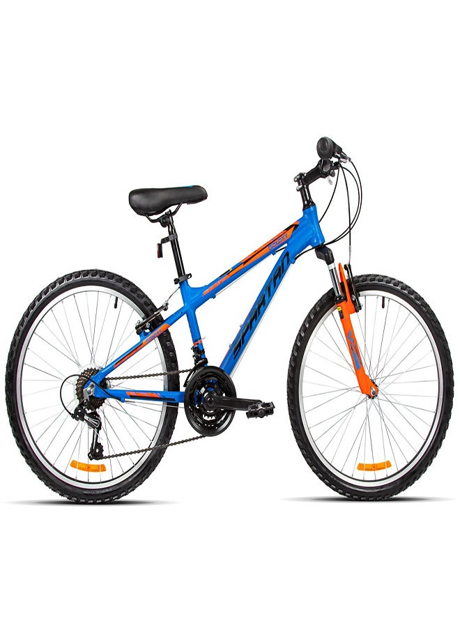 Spartan Galaxy Mountain Bicycle | 24 inch wheel size | 21 speed Shimano gears |For teens and adults |Blue & Orange  - Image 1