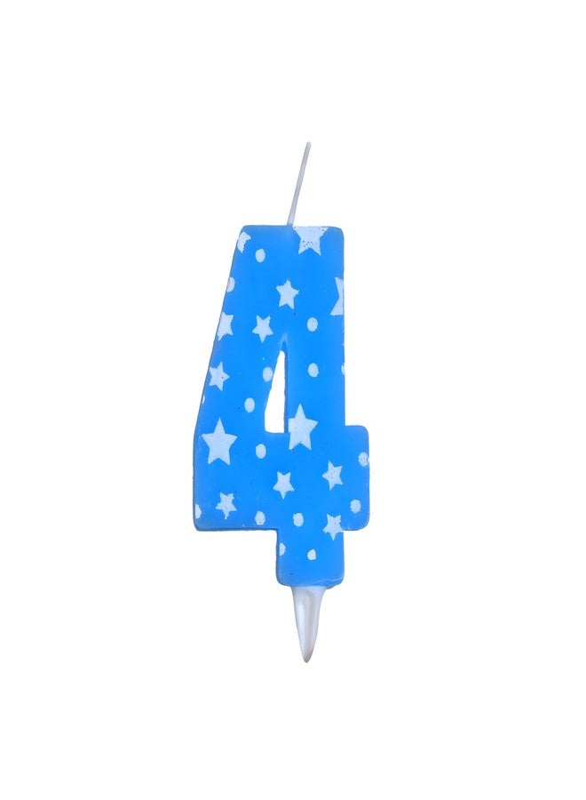 Pepup Birthday Number Candles 4 for Cake Decoration/Fourth Anniversary Party Celebration Star Blue Colour (Size : Width 4.3 x Height 6.3 CM) - Image 1