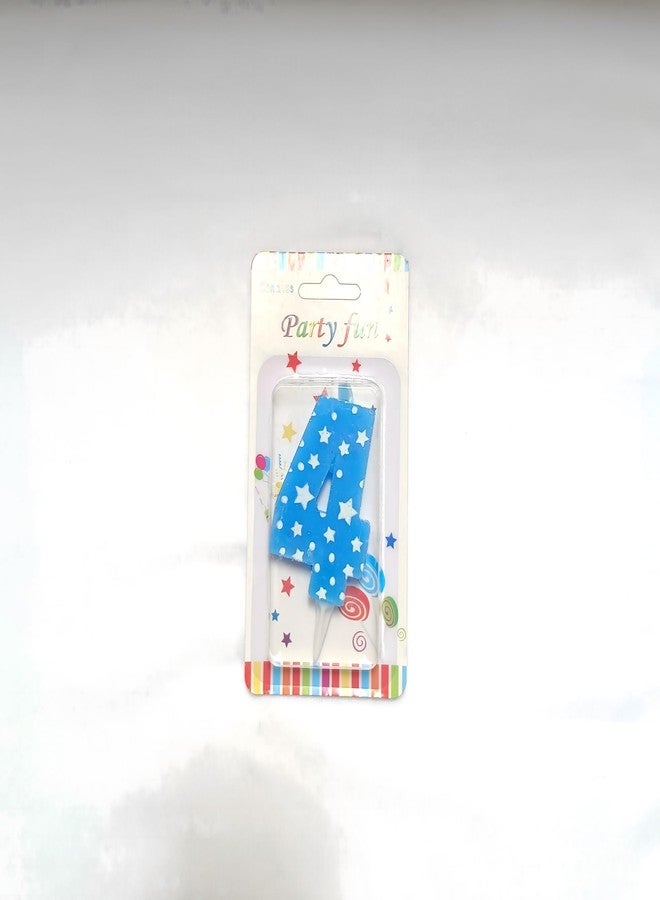 Pepup Birthday Number Candles 4 for Cake Decoration/Fourth Anniversary Party Celebration Star Blue Colour (Size : Width 4.3 x Height 6.3 CM) - Image 3