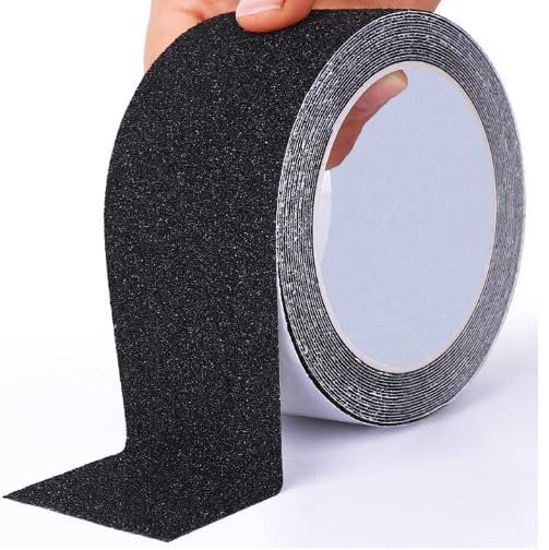 SHRADDHA SABURI SHRADDHA SABURI Grip Tape Heavy Duty Non Skid Tape High Traction 80 Grit Non Slip for Stairs OutdoorIndoor Waterproof Stairs Non Skid Treads Durable Triple Layer Adhesive 2 Inch x 20 Ft Black 