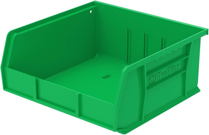 Akro-Mils 30235 AkroBins Plastic Storage Bins, Space-Saving Stackable Bins for Garage, Pantry, Craft Organization, 11" x 11" x 5", Green, 6-Pack - Image 1